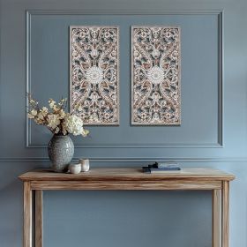 2 PCS Distressed Carved Wood Wall Decor Set (Color: as Pic)