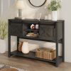Farmhouse Entryway Table with Drawers, 46" Console Table with Sliding Barn Door, Wood Rustic Sofa Table with Adjustable Shelf for Living Room, Foyer