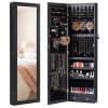 Wall-Mount/Door-Hanging Jewelry Armoire Large Capacity Mirror & LED Lights Lockable Organizer, 47.2-Inch Tall 6 LEDs Lockable Jewelry Cabinet