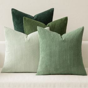 Boho Farmhouse Sage Green Throw Pillow Covers 18x18 Inch Set of 4 Mordern Nordic Cushion Covers Soft Corduroy Christmas Home Decor for Couch Bed Sofa (Color: Forest Green)