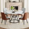 Table and chair set.A circular white MDF dining table with a diameter of 47.3 inches
