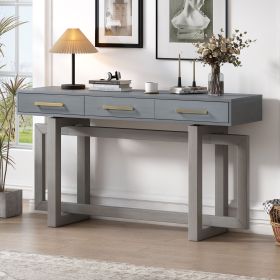 Elegant Console Table with Three Drawers, Extra Long Entryway Table for Entryway, Hallway, Living Room, Foyer, Corridor (Material: MDF, Color: Antique Gray)