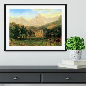 Rocky Montains at Lander's Peak by Bierstadt Framed Print (Color: Black/With White Edging, size: 12" x 8" / 30cm x 20cm (approx))
