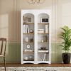 ON-TREND Free Standing 5 Tier Bookshelves, Bookcases Set of 2, Farmhouse Two-Tone Storage Cabinet with Adjustable Shelves