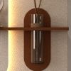 Adjustable 3-Color LED Sandstone Wall Decor with Simulated Green Plants - 3D Art Sculpture, Glass Vase & Rabbit Statue