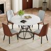 Table and chair set.A circular white MDF dining table with a diameter of 47.3 inches