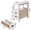 End Table with Charging Station,Side Tables with USB Ports & Outlets,Side Table with 2 Drawers, Small Wood Bedside Table, Small Rustic Side Table