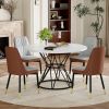 Table and chair set.A circular white MDF dining table with a diameter of 47.3 inches