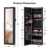 Wall-Mount/Door-Hanging Jewelry Armoire Large Capacity Mirror & LED Lights Lockable Organizer, 47.2-Inch Tall 6 LEDs Lockable Jewelry Cabinet